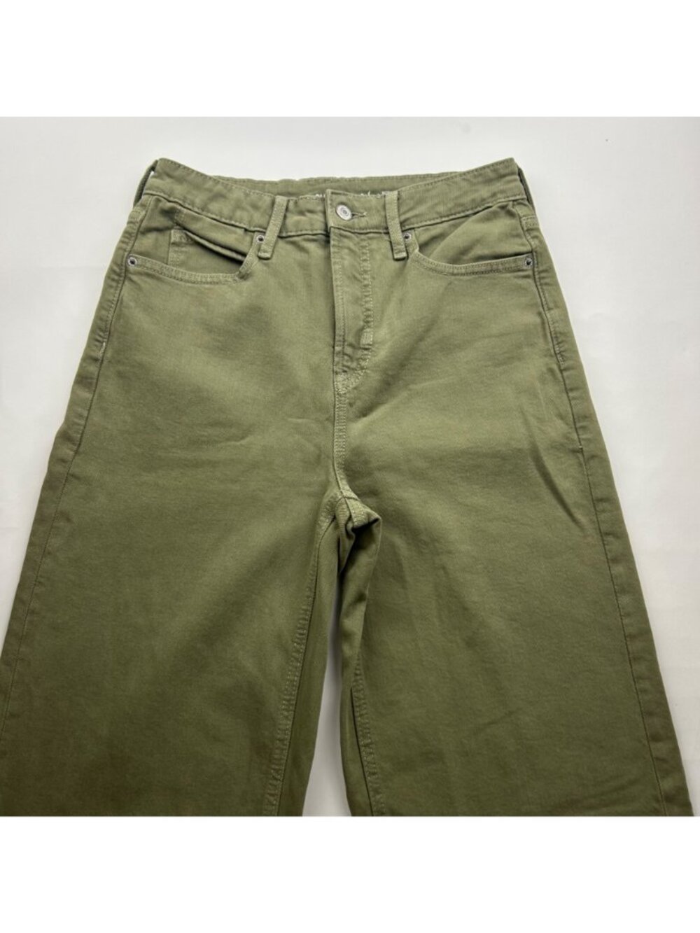 TALL Old Navy Olive Green Denim High Rise Wide Leg Jeans 2T - Picture 2 of 7